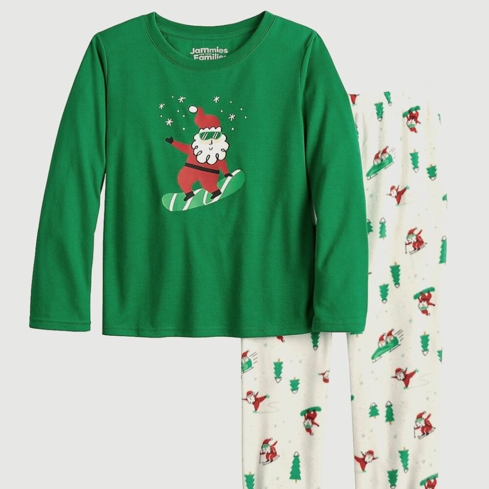 Jammies For Your Families Santa Ski Team Pajama Set Girls Size 7  NWT